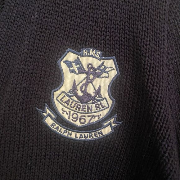 Ralph Lauren Women’s Navy Blue Crest Cardigan Sweater XL Nautical Logo Vintage - Picture 2 of 9